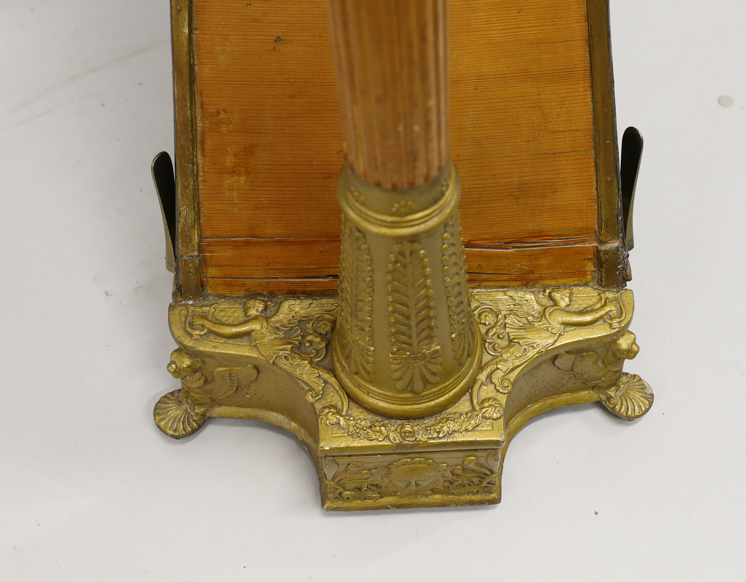 A seven pedal harp by Sebastian Erard, 18 Great Marlborough St. London, Patent N4164, cedar soundboard, fluted pillar with gilt Classical style capital, 170.5cm high